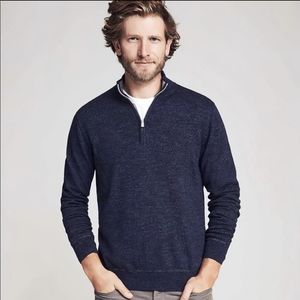 New FAHERTY XXL Sconset Cotton Cashmere 1/4 Zip Pullover Sweater Navy Heathered